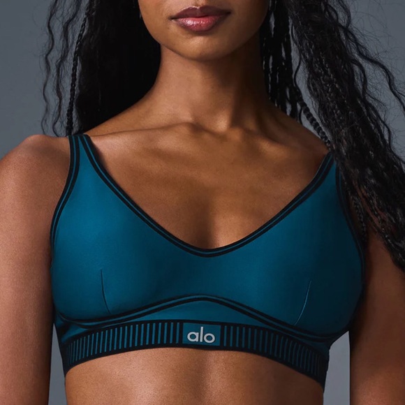 Alo Yoga Airlift Line Up Bra Eclipse Blue M - Picture 1 of 9